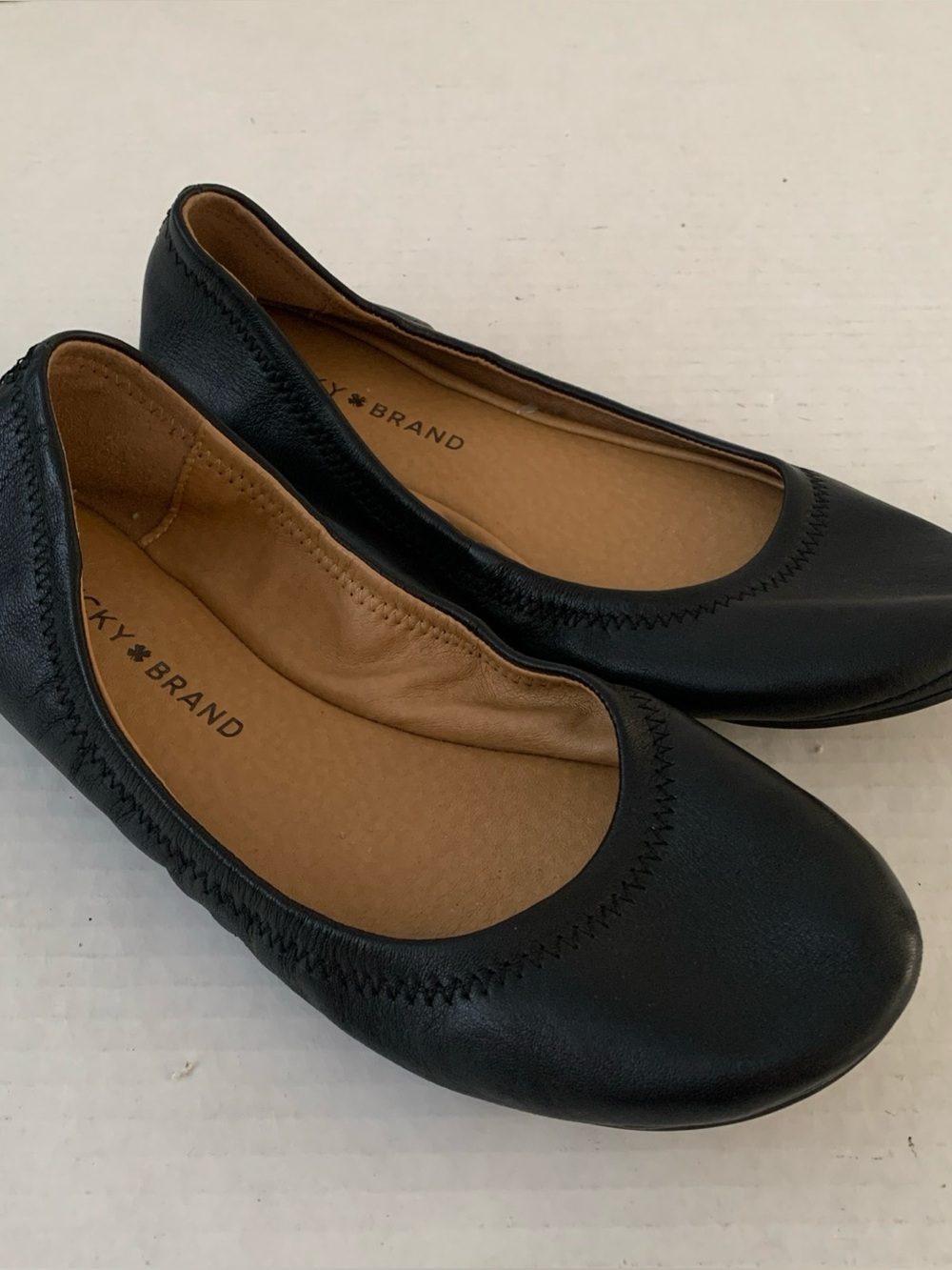 Lucky Brand Eleesia Ballet Flat Black Leather Womens Size 6.5 NWOB